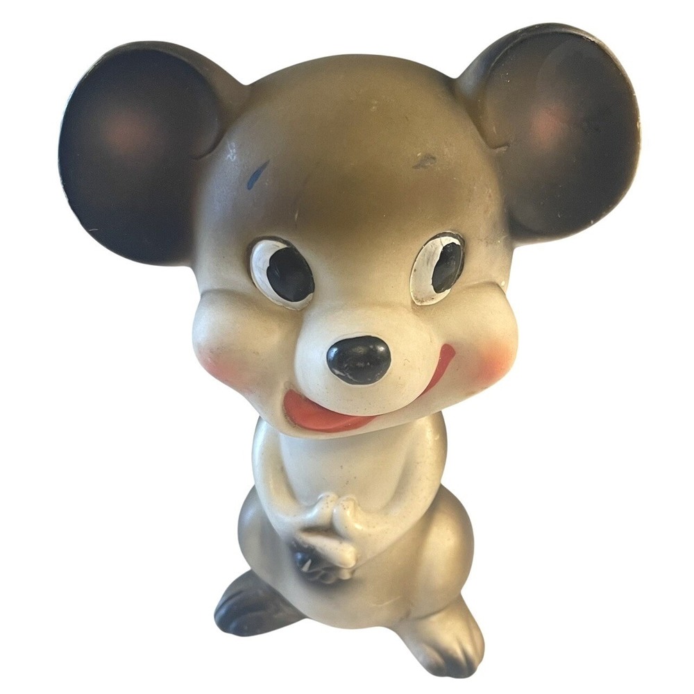 JOSEF 1940's 7" VINTAGE RUBBER  BABY MOUSE KITSCHY SQUEAKER TOY
